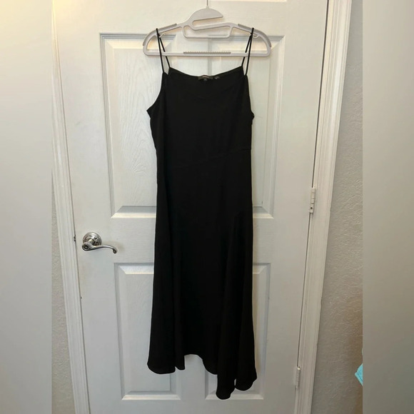 Theory Black Summer Crepe Spaghetti Day Midi Dress SZ 8 M - Picture 3 of 6